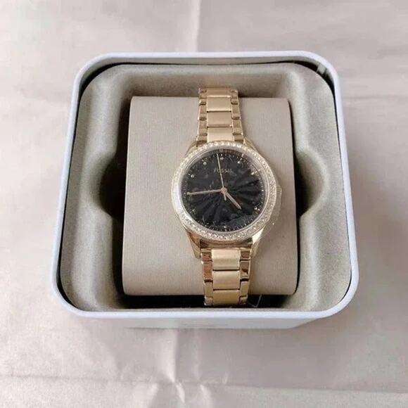 NWT Fossil BQ3759 Rye Three-Hand Gold-Tone Stainless Steel Watch - Picture 2 of 6